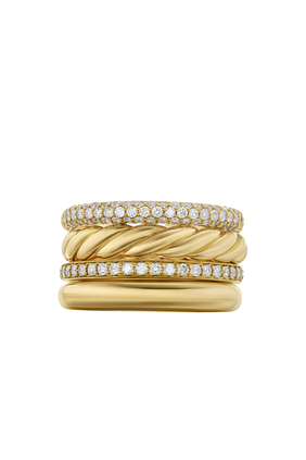 DY Mercer Multi Row Ring, 18k Yellow Gold & Diamonds